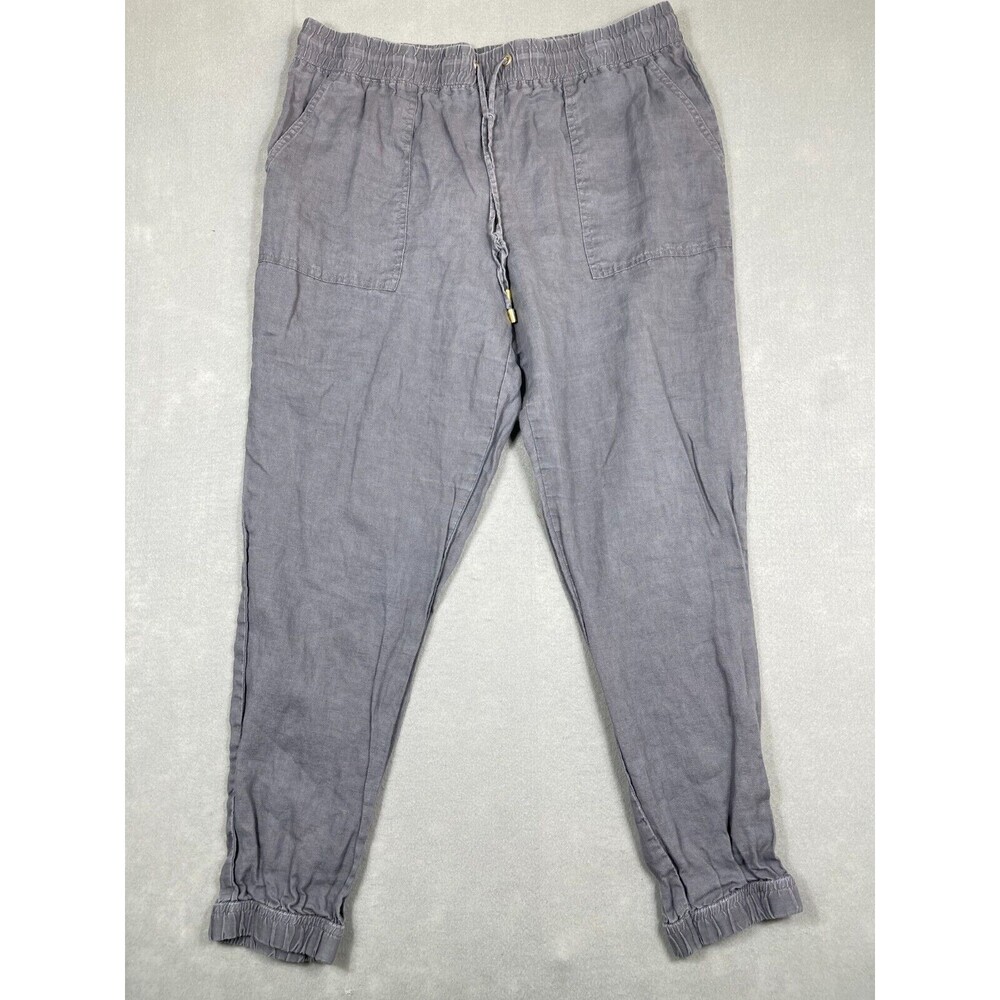 Company Ellen Tracy Pants Womens XL Gray Linen Jogger Drawstring Elastic Waist